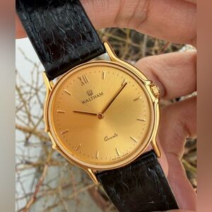 Vintage 1980s Waltham Quartz 42310.26.M10 Men’s Watch, Gold-Toned